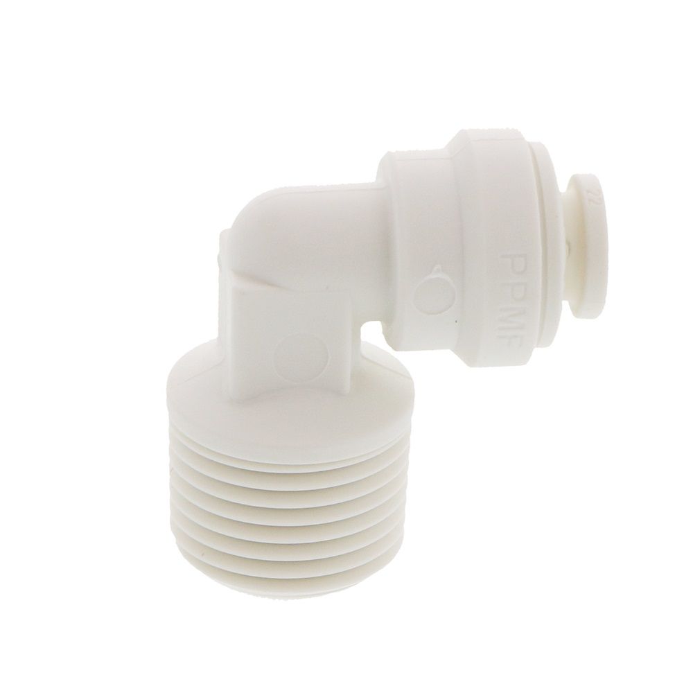 John Guest Fixed Elbow NPTF Polypro - 1/4 x 3/8 NPTF