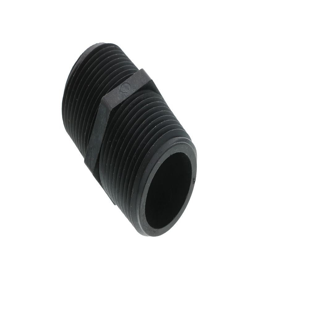 Nipple Hex - 3/4 x 3/4 MPT Black Polypropylene