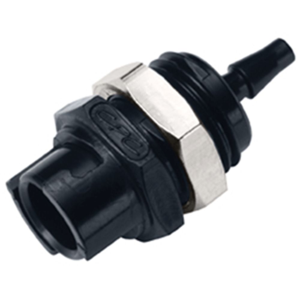 SMFPMM3BLK Non-Valved Panel Mount Hose Barb Coupling Body 3MM Hose Barb