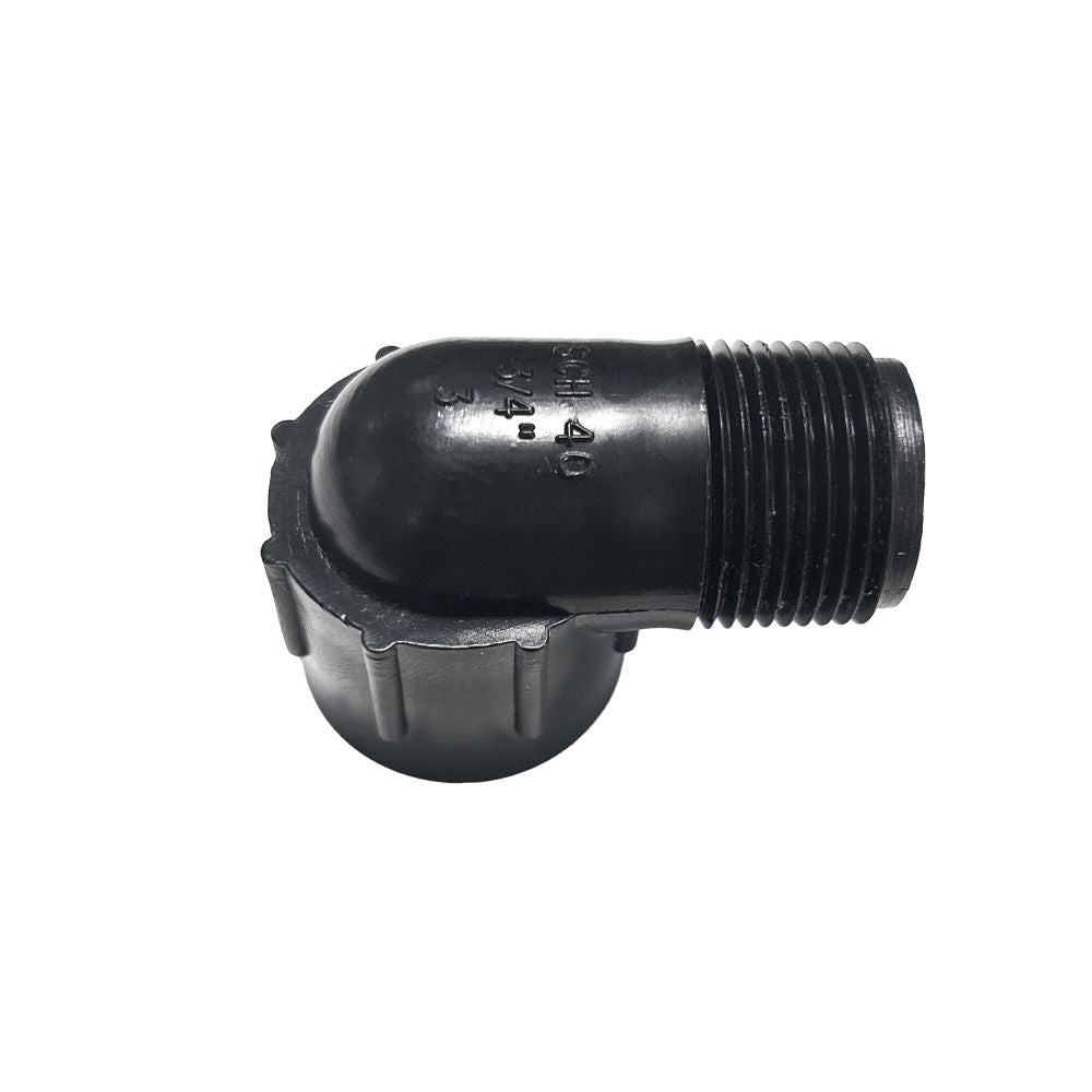 Black Polypropylene 90 Degree Street Elbow 3/4 MPT x 3/4 FPT