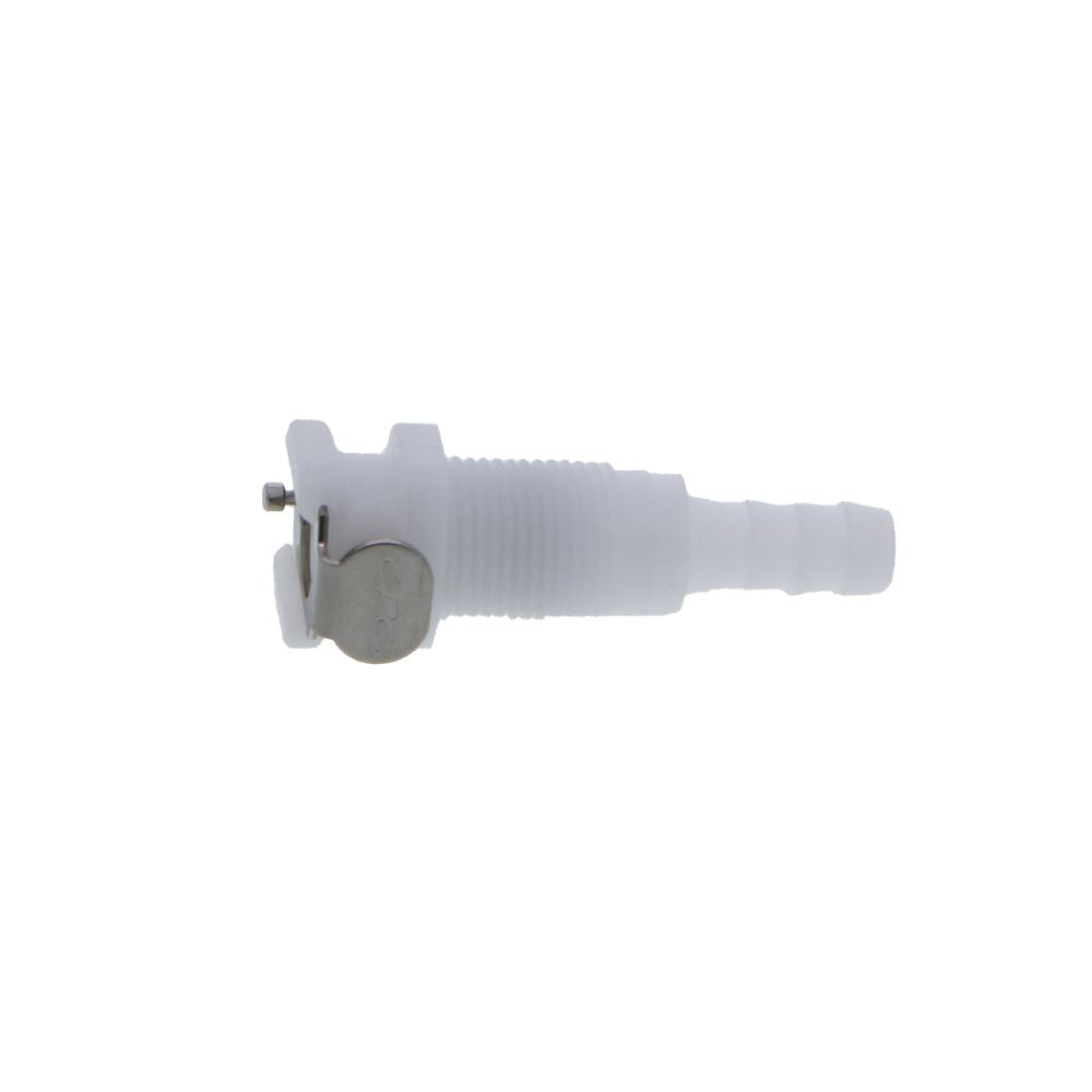 PMCD1604 Valved Panel Mount Hose Barb Coupling Body 1/4 ID Barb