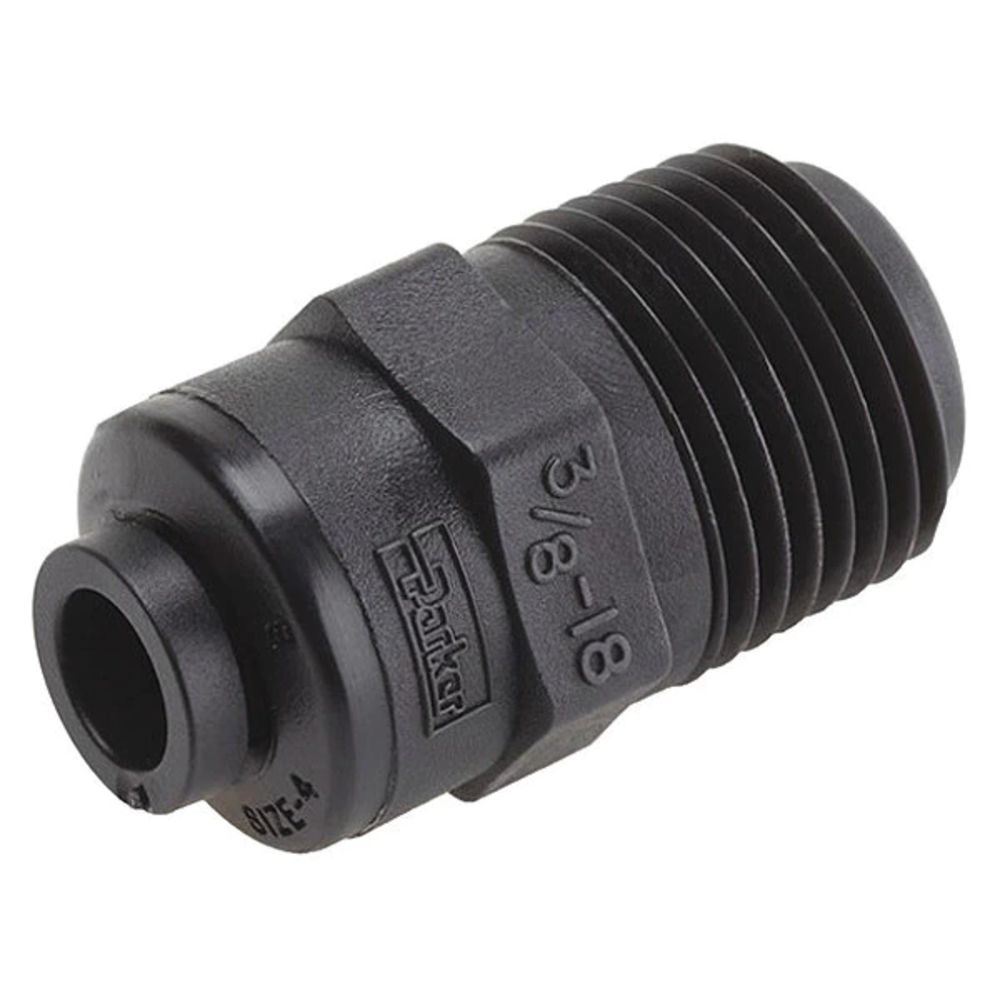 Parker TrueSeal Push in Tube Fitting - 3/8 OD - 3/8 OD - FB6MC6-HBLK