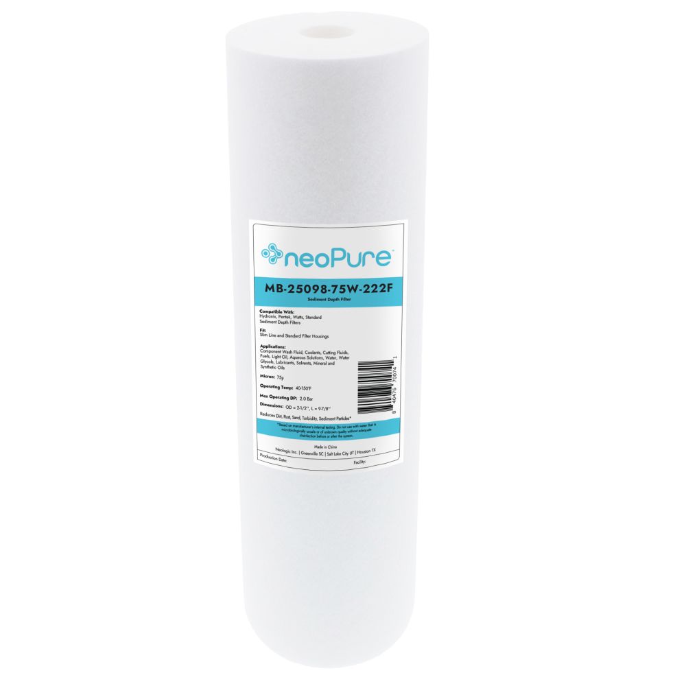 Neo-Pure MB-25098-75W-222F 2-1/2" x 9-7/8" Polypropylene Sediment Depth Filter 75 Mic