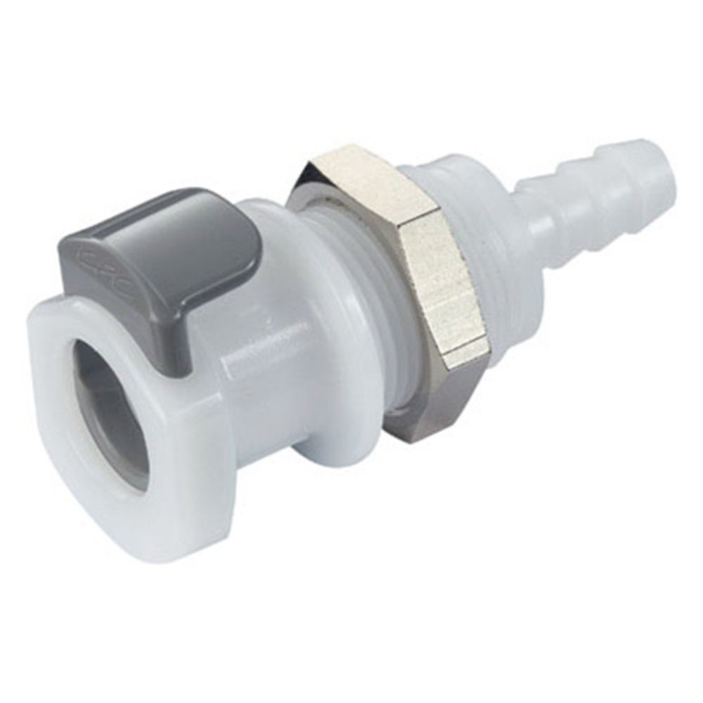 APCD16004 Valved Panel Mount Hose Barb Coupling Body 1/4 ID Barb