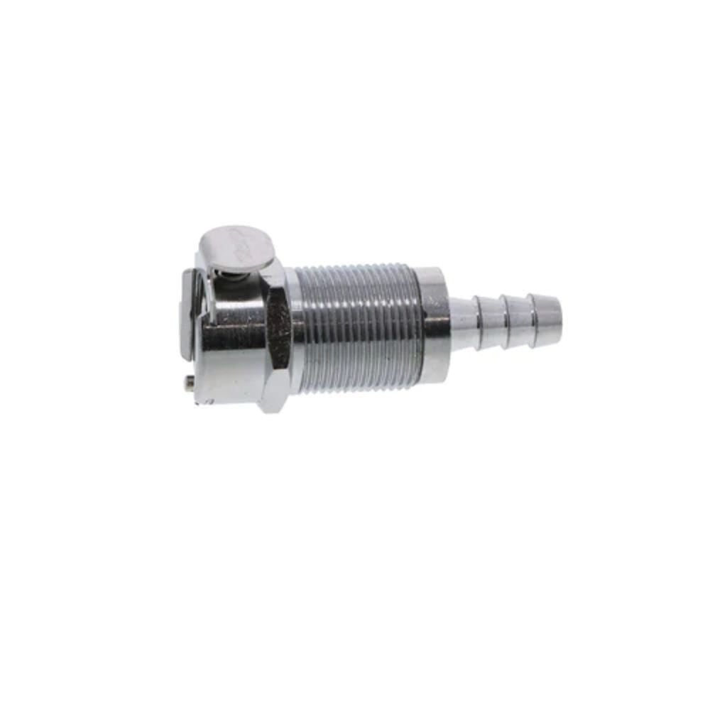 LCD16004V Valved Panel Mount Hose Barb Coupling Body 1/4 ID Barb FKM Seal