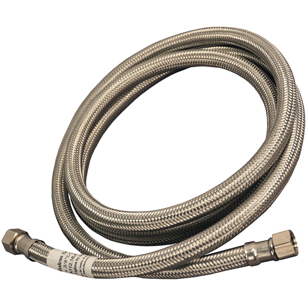 Braided Stainless Steel Water Supply 3/8 Compression x 3/8 Compression x 48" L