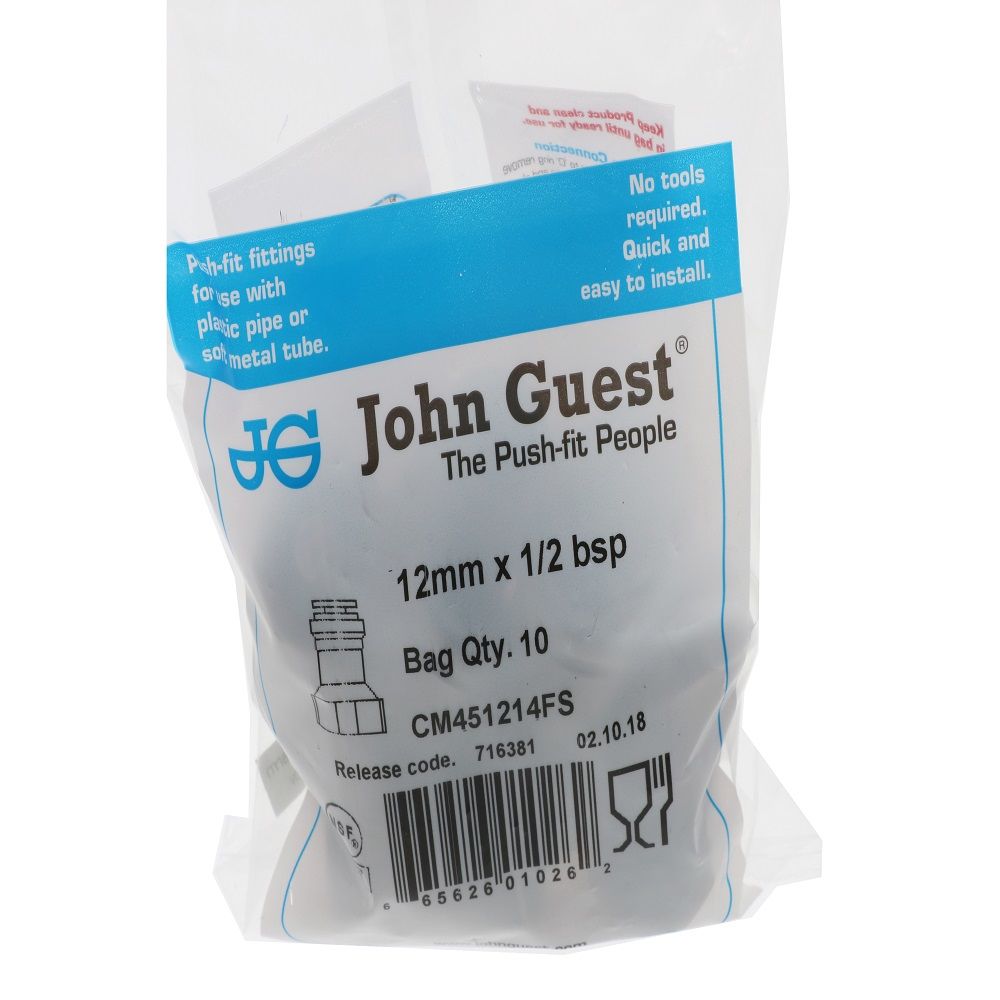 John Guest Female Adaptor BSP - 12mm x 1/2" BSP