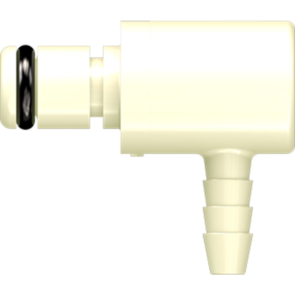 LinkTech 20PP Series Elbow Male, Non-valved, 1/8" HB, Molded Almond Color, Polypropylene, EPDM