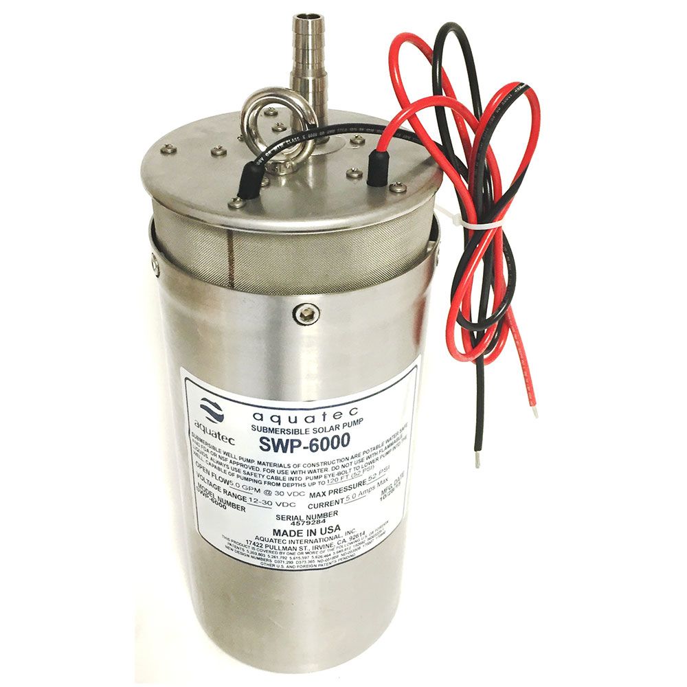 Aquatec SWP-6000 Submersible Solar Diaphragm Pump 5 gpm, 12-30 VDC