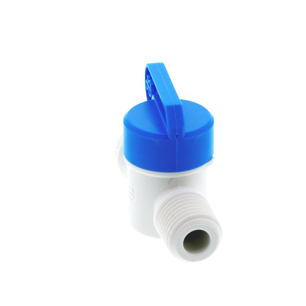 John Guest Shut-Off Valve Polypro Male NPTF - 1/4 Tube x 1/4 Male NPTF