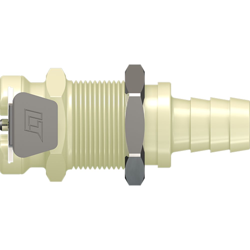 LinkTech 40PP Series Panel Mt. Female, Valved, 3/8" HB, Molded Almond Color, Polypropylene
