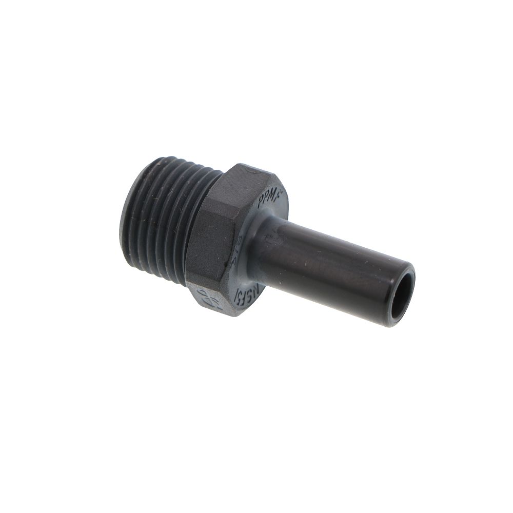 John Guest Stem Adapter Black Polypropylene - 3/8 x 3/8 NPTF
