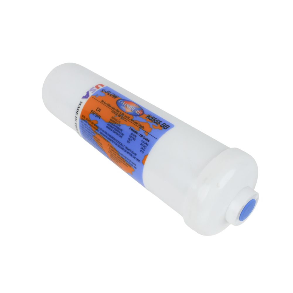 Omnipure Inline K5555-BB DI Mixbed Resin - 10" x 2.5" Filter - 1/4" FPT