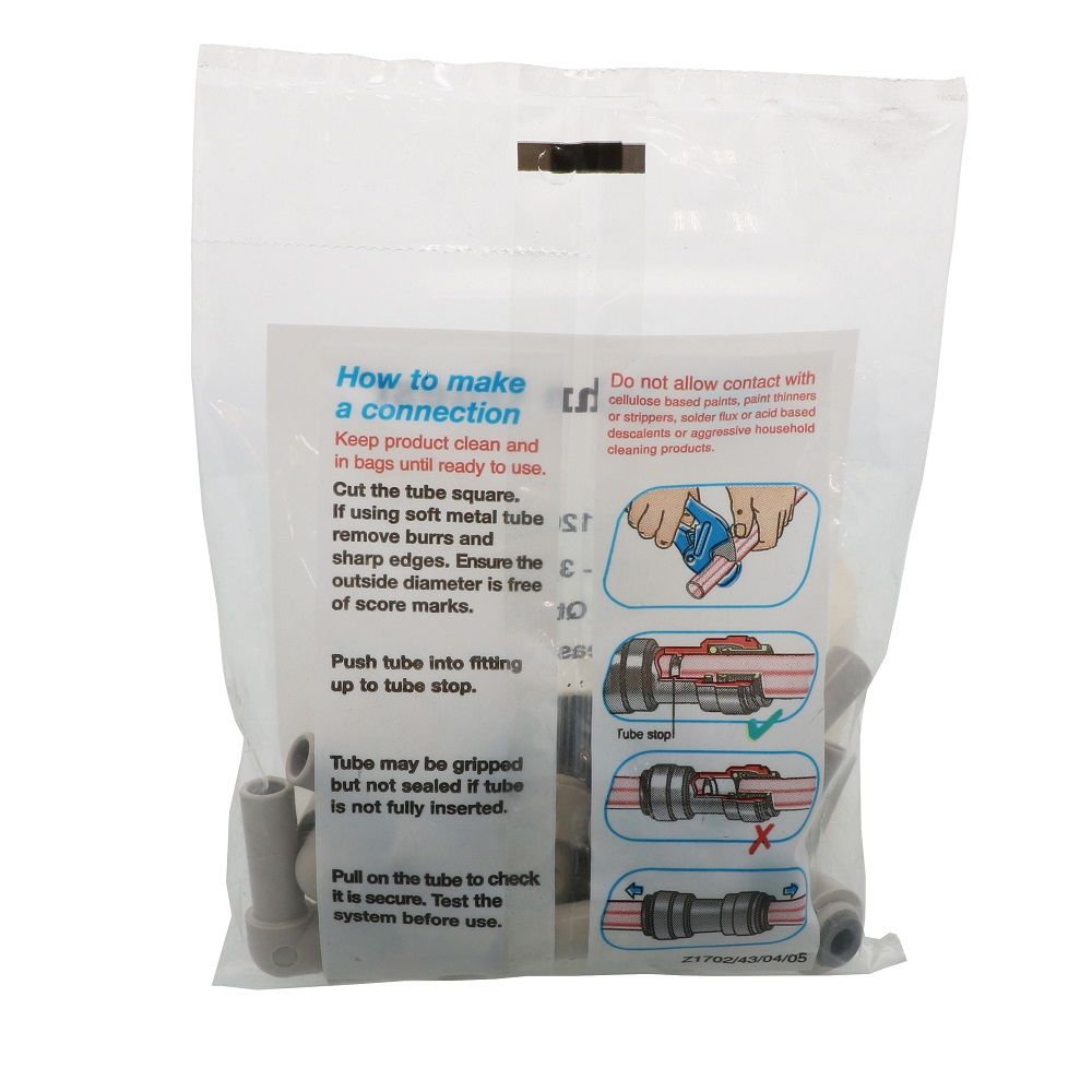 John Guest Stem Elbow Connector - 3/8 Stem x 3/16