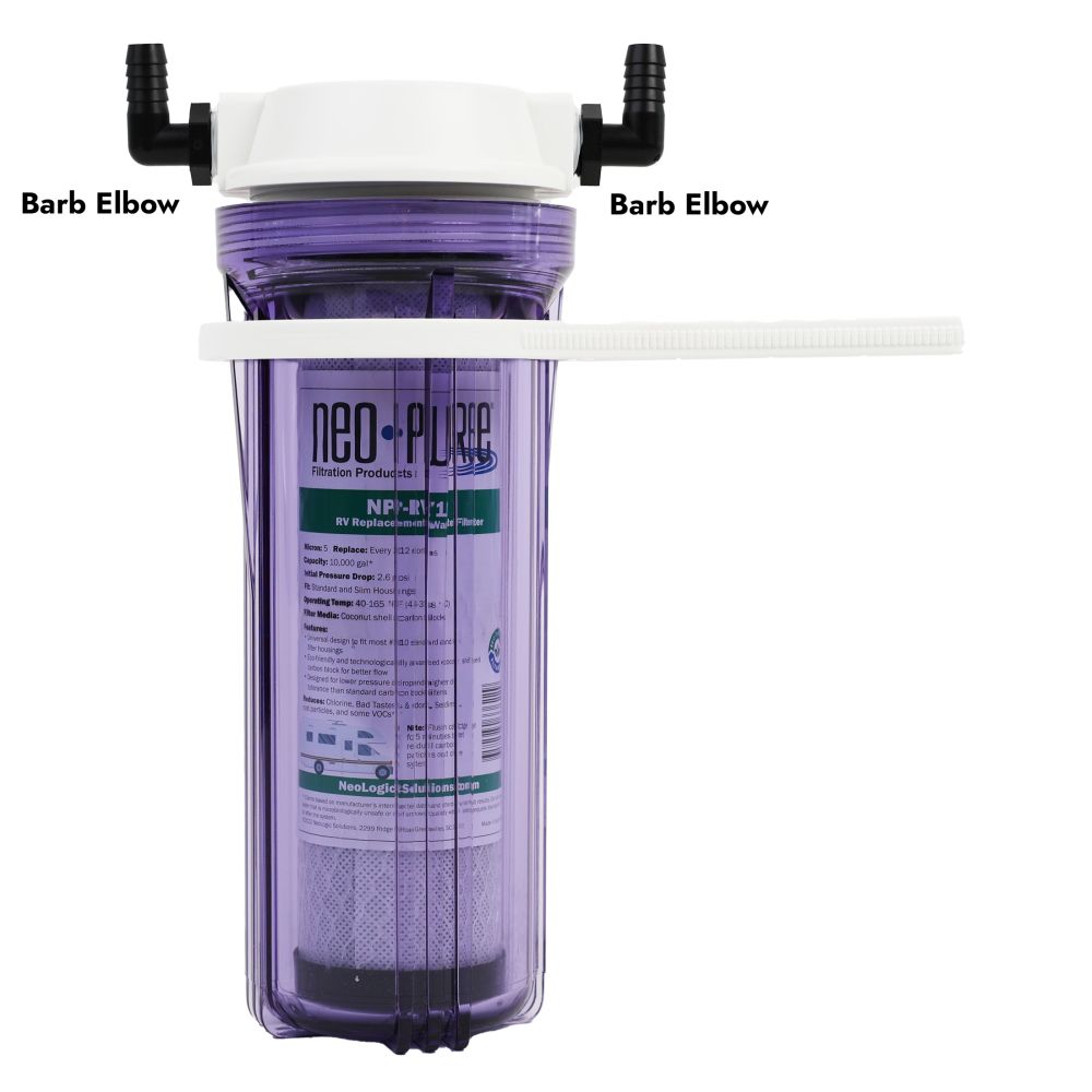 RV Water Filter Kit for RV1 1/2" Clear/White Housing w/ 1/2" CTS Connections