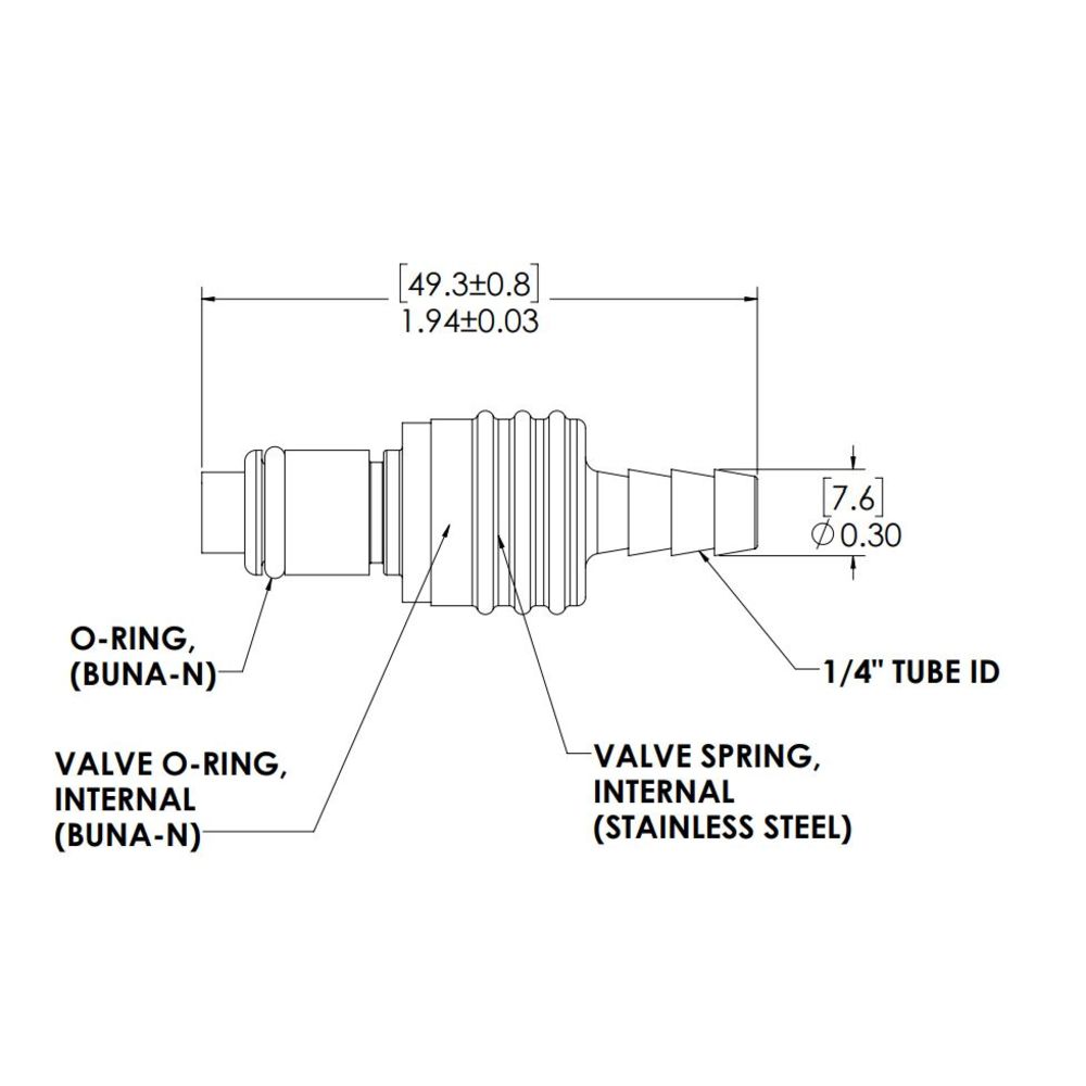LinkTech 40AC InLine Plug, Valved, 1/4" HB