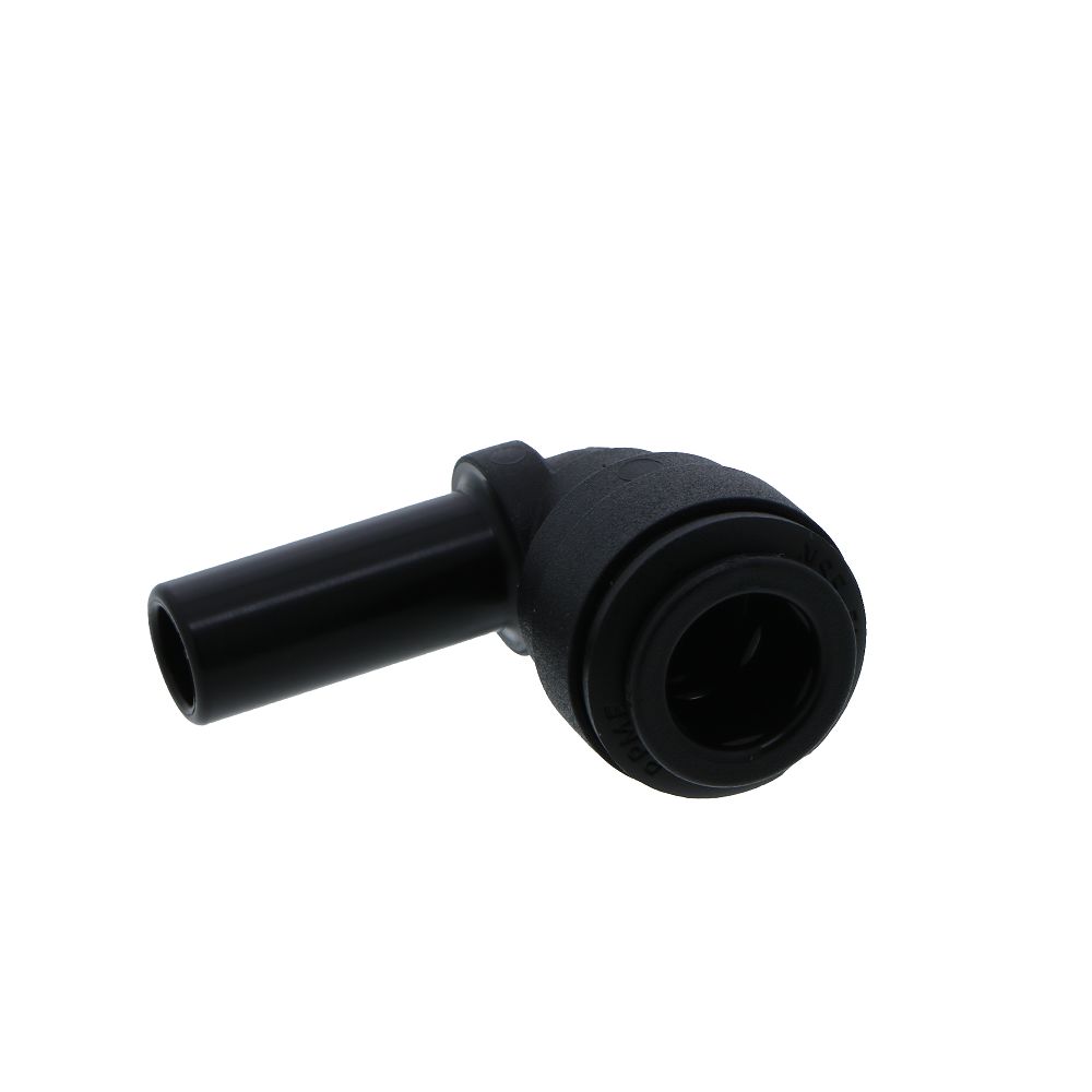 John Guest Stem Elbow Connector Black Polypropylene - 3/8 Stem x 3/8
