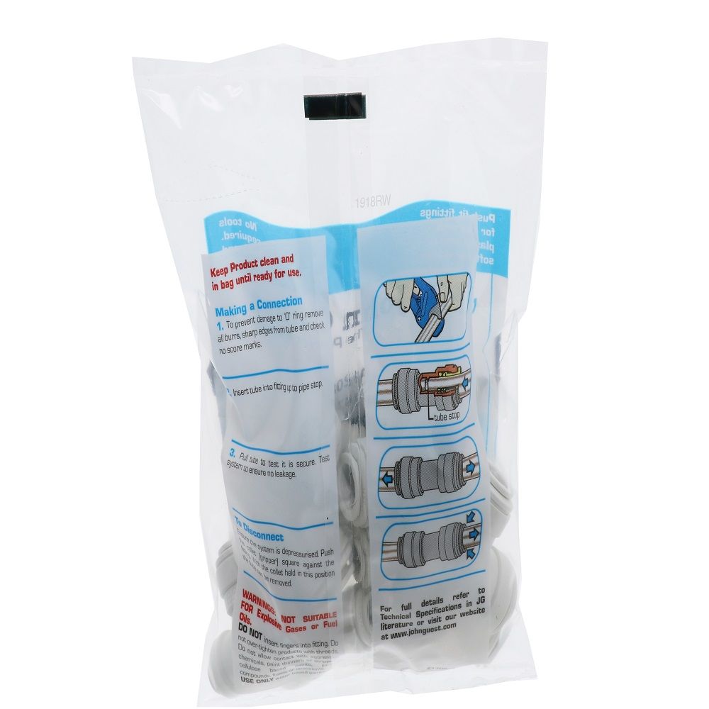 John Guest Reducing Tee Polypro - 3/8 x 1/4 Run x 3/8