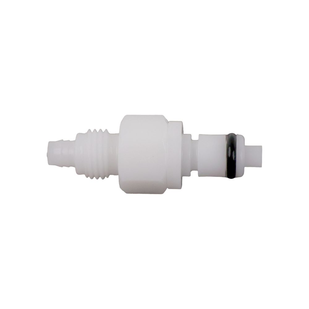 LinkTech 20AC Series Straight Male, Valved, 1/4" PTF, Natural Acetal, Buna N