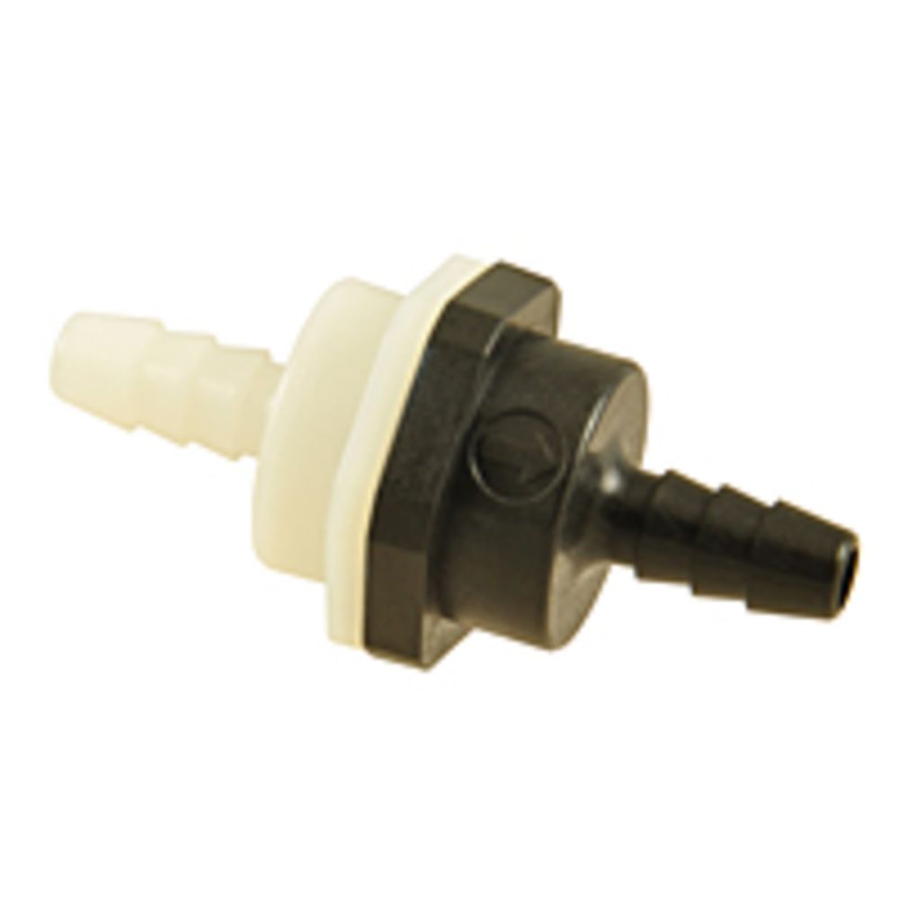 Polypropylene Check Valve - 0.25 psi Spring & Buna-N Seal 3/8" HB 3/8" HB