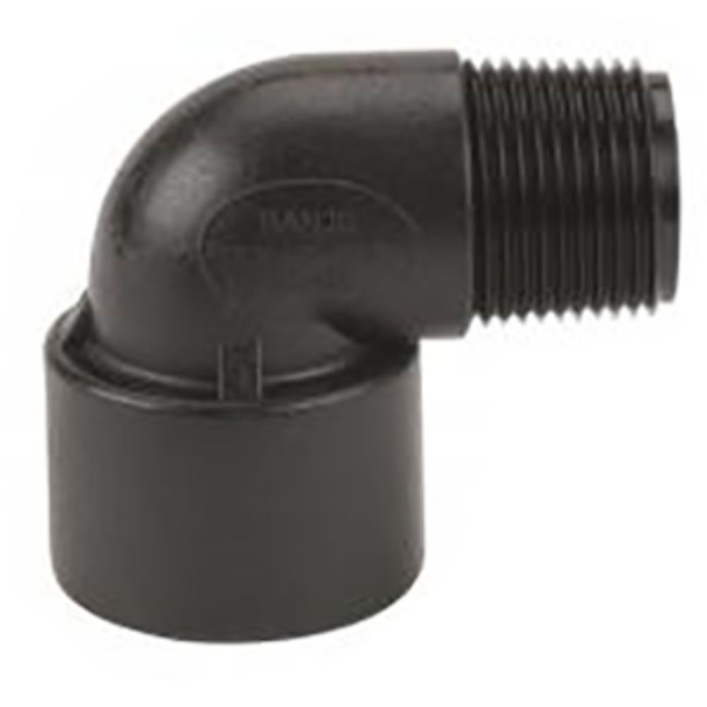 Black Polypropylene 90 Degree Street Elbow 3/4 MPT x 3/4 FPT