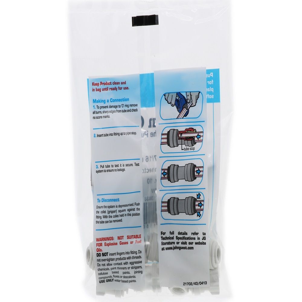 John Guest Faucet Connector UNS Polypro - 1/4 x 7/16-24 UNS