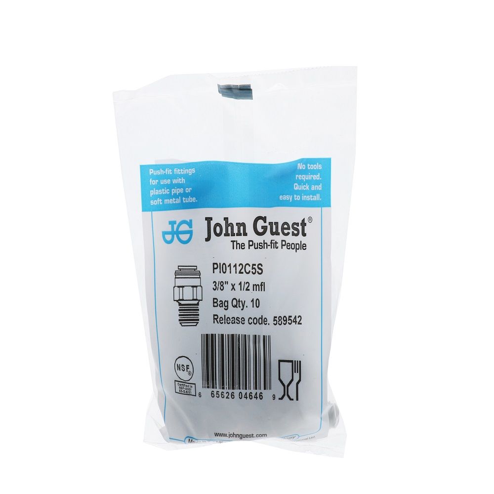 John Guest Male Connector Flare - 3/8 x 1/2-16 UNF