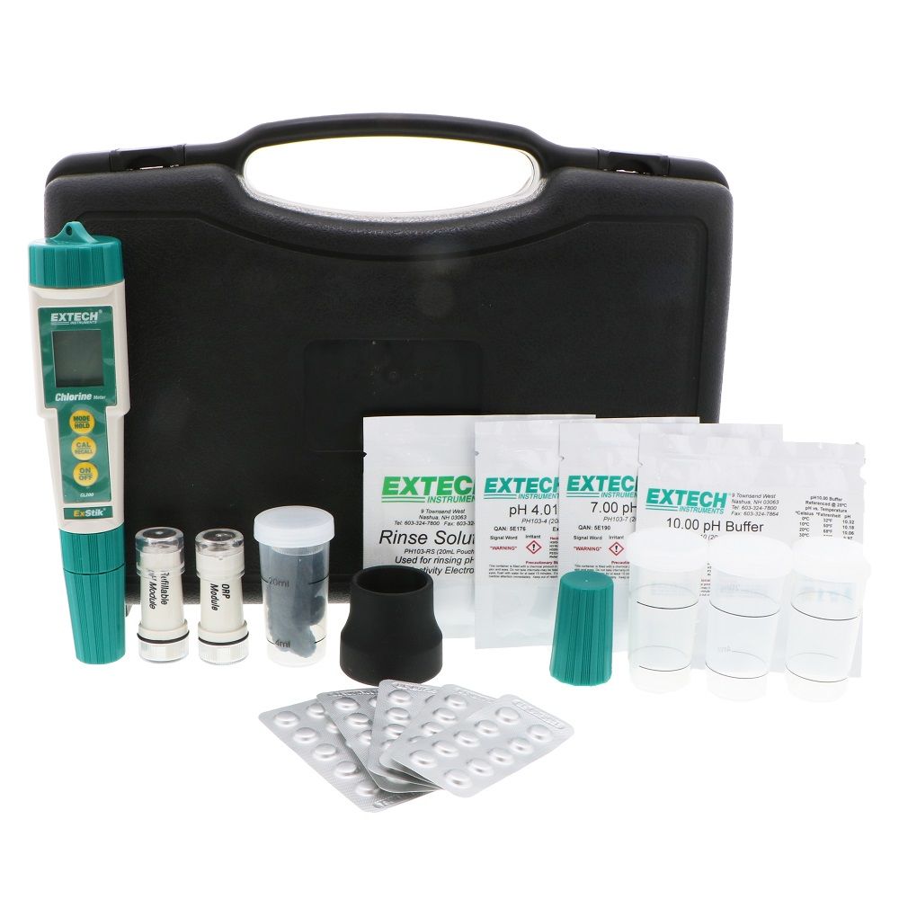 Extech EX900-R ExStik 4-in-1 Chlorine, pH, ORP and Temp Handheld Meter Kit