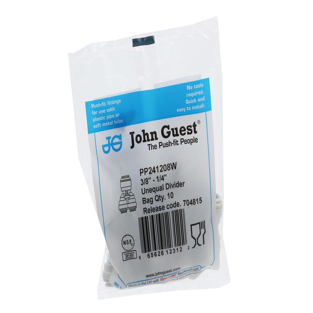 John Guest Two Way Divider Polypro - 3/8 x 1/4 x 1/4