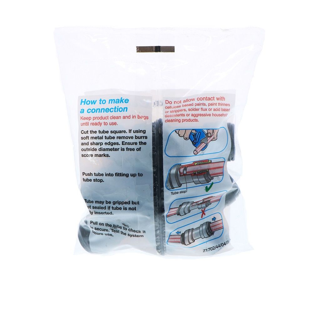 John Guest Reducing Tee BLACK ACETAL - 22mm x 22mm x 15mm