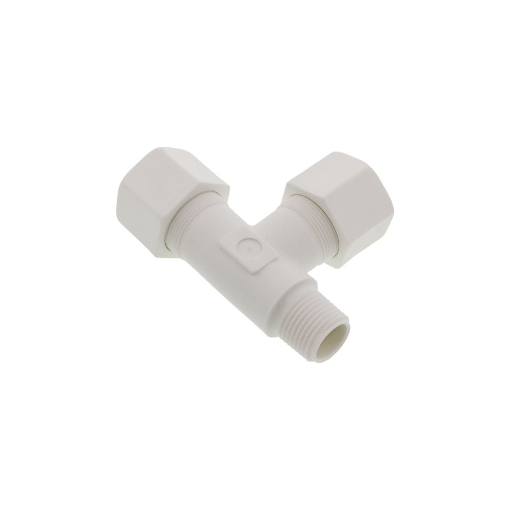 JACO 75-12-8-P-PG Polypropylene Male Run Tee 3/4 OD Tube x 1/2 MPT