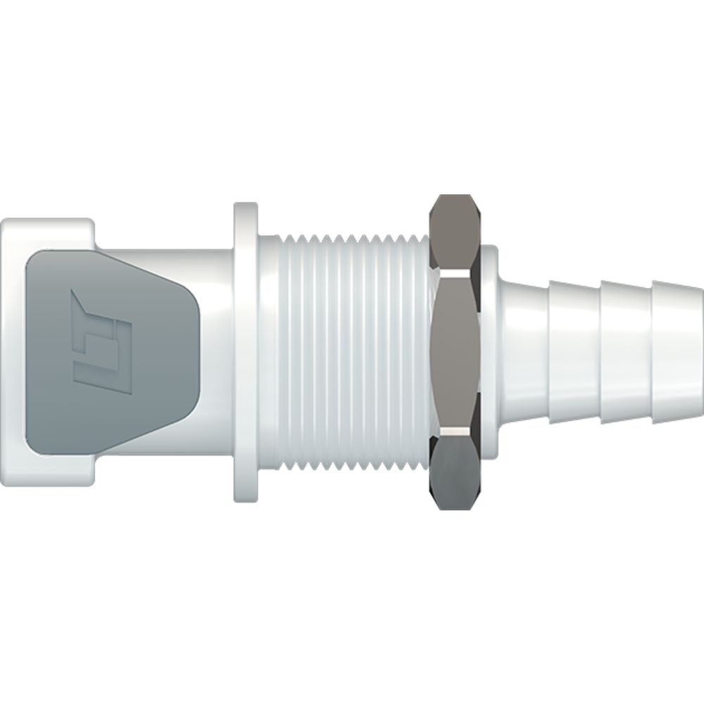 LinkTech 50AC Series Panel Mt. Female, Valved, 3/8" HB, Natural Acetal, Buna N