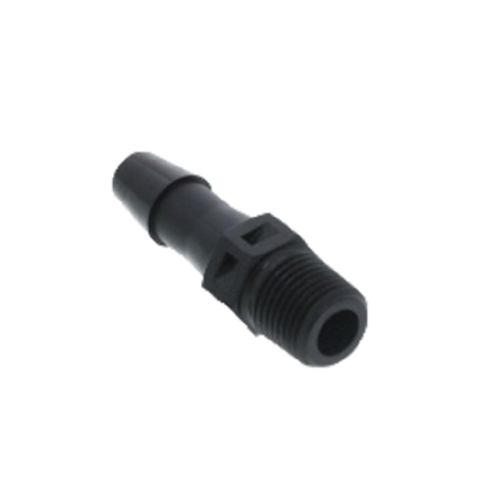 FitQuik Nylon Thread to Tube Straight Fitting - 1/8 NPT to 1/4 ID Barb - Black