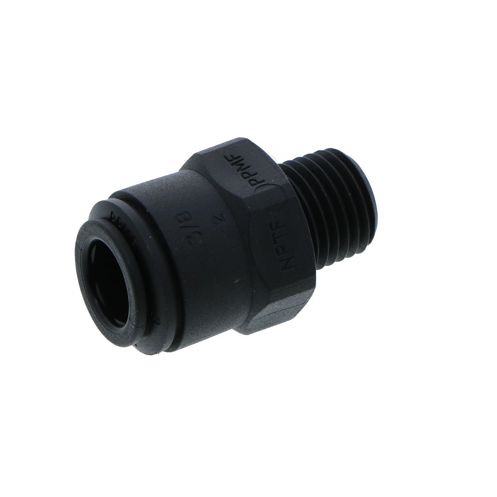 John Guest Male Connector NPTF Black Polypropylene - 3/8 x 1/4 NPTF