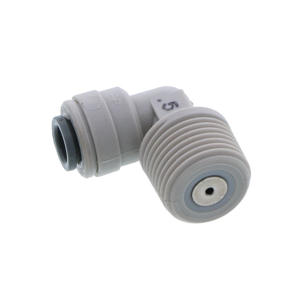 John Guest Fixed Elbow with 0.5 GPM Flow Restrictor 1/4 x 3/8 MPT