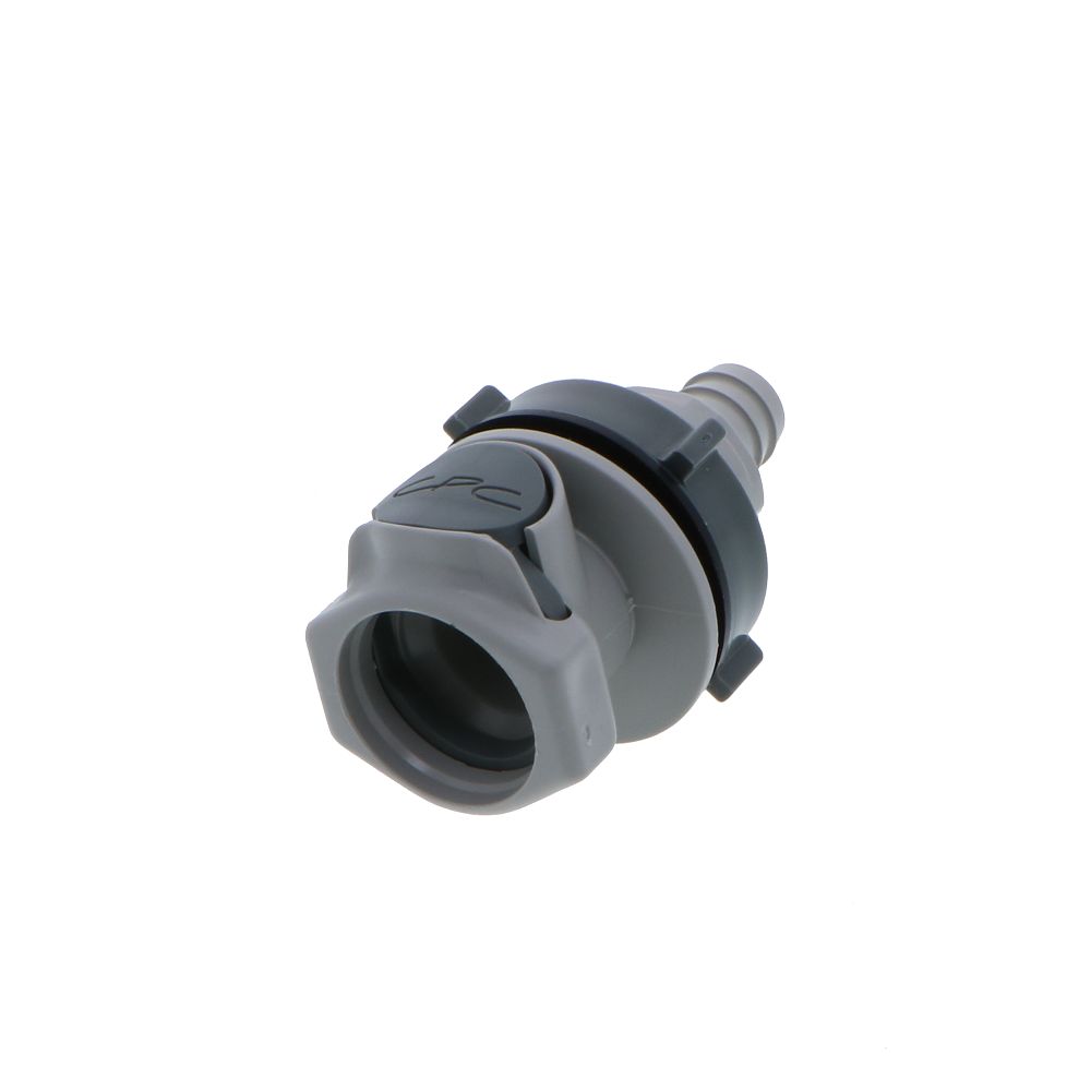HFCD16812 Valved Panel Mount Hose Barb Coupling Body 1/2 ID Barb