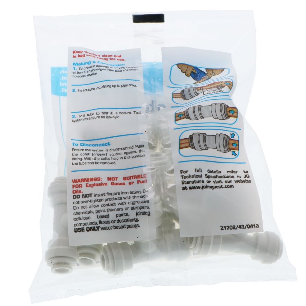 John Guest Reducing Tee Polypro - 1/4 x 1/4 x 3/8 Branch