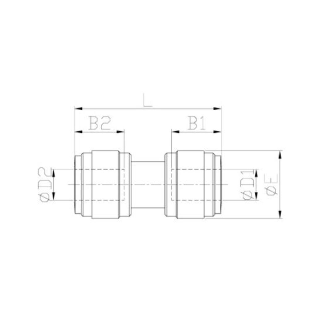 NeoFit - Acetal Natural White Union Connector- 3/8"tube OD x 3/8"tube OD
