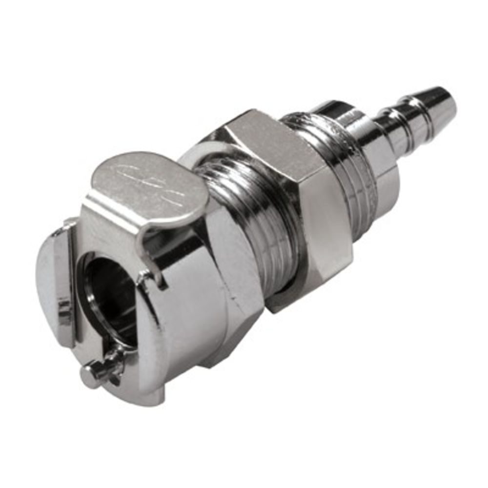 1/8 Hose Barb Non-Valved Panel Mount Chrome-plated Brass Coupling Body - Blue