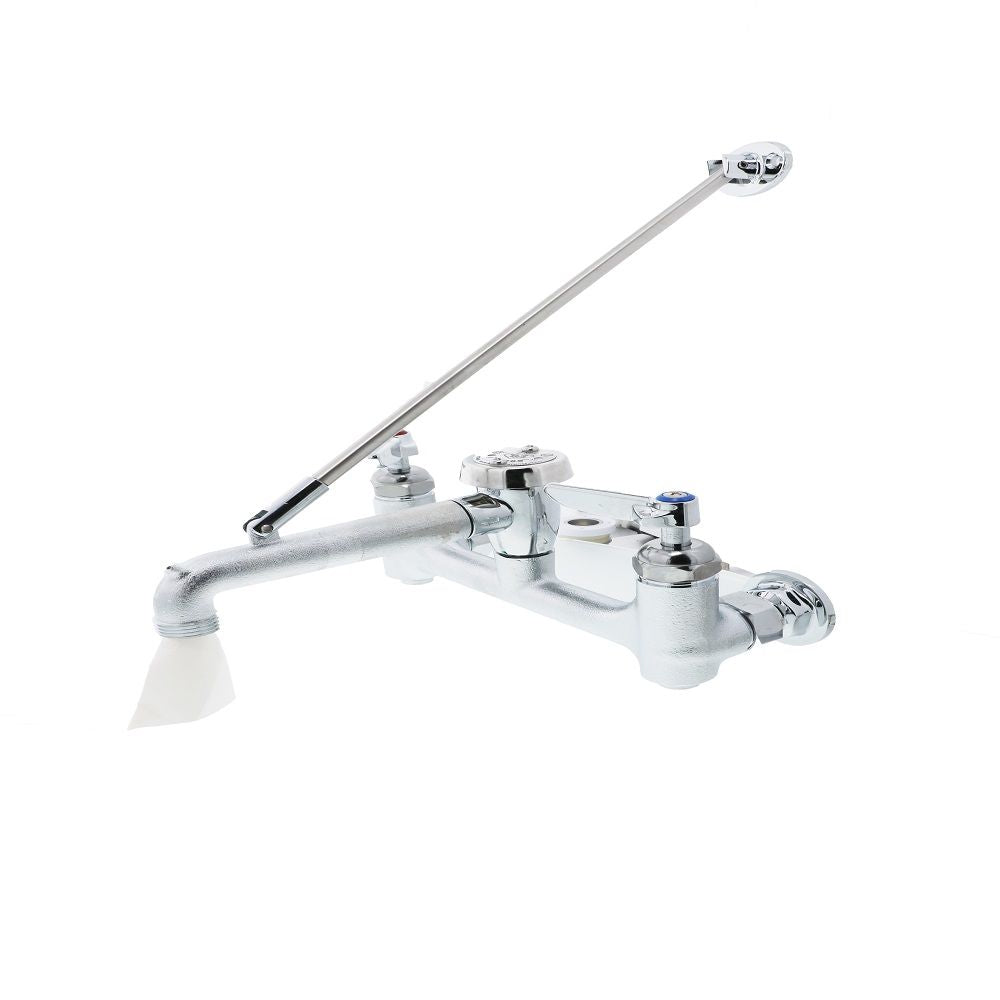 T&S Brass B-0665-CR-BSTR Wall Mount Rough Chrome Service Sink Faucet w/ Stops and Cerama Cartridges