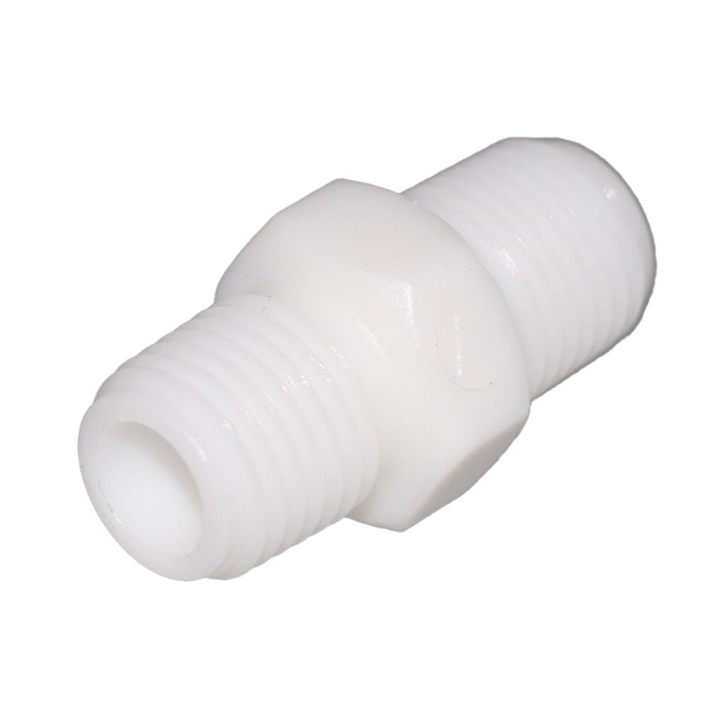 Hex Pipe Nipple 1/4" MNPT Polypro White