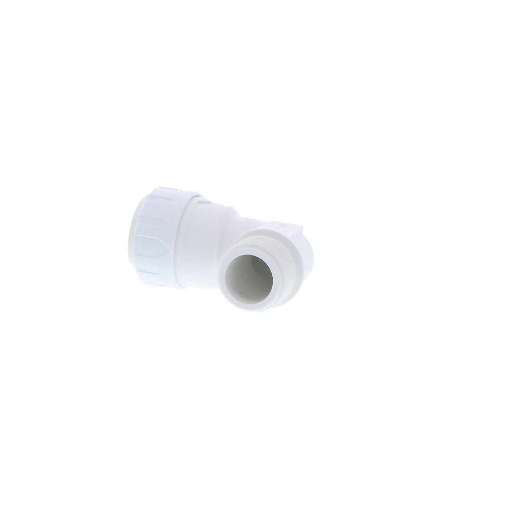 John Guest Male Fixed Elbow - 1/2 CTS x 1/2 NPT - White