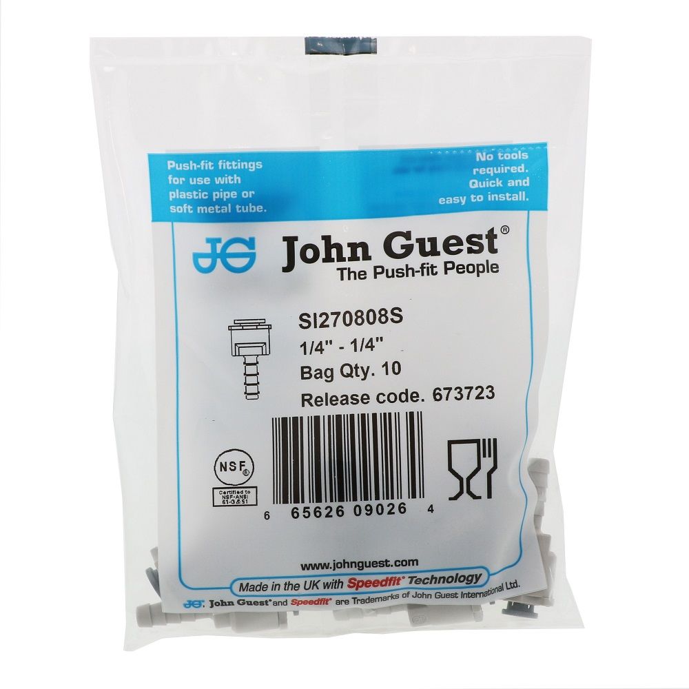 John Guest Superseal Barb - 1/4 Superseal x 1/4 ID Barb