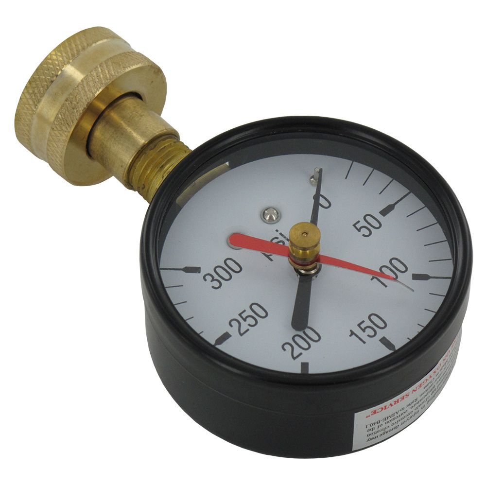 Water Pressure Gauge with Hose Connection 0-300 PSI with Red Max Indicator
