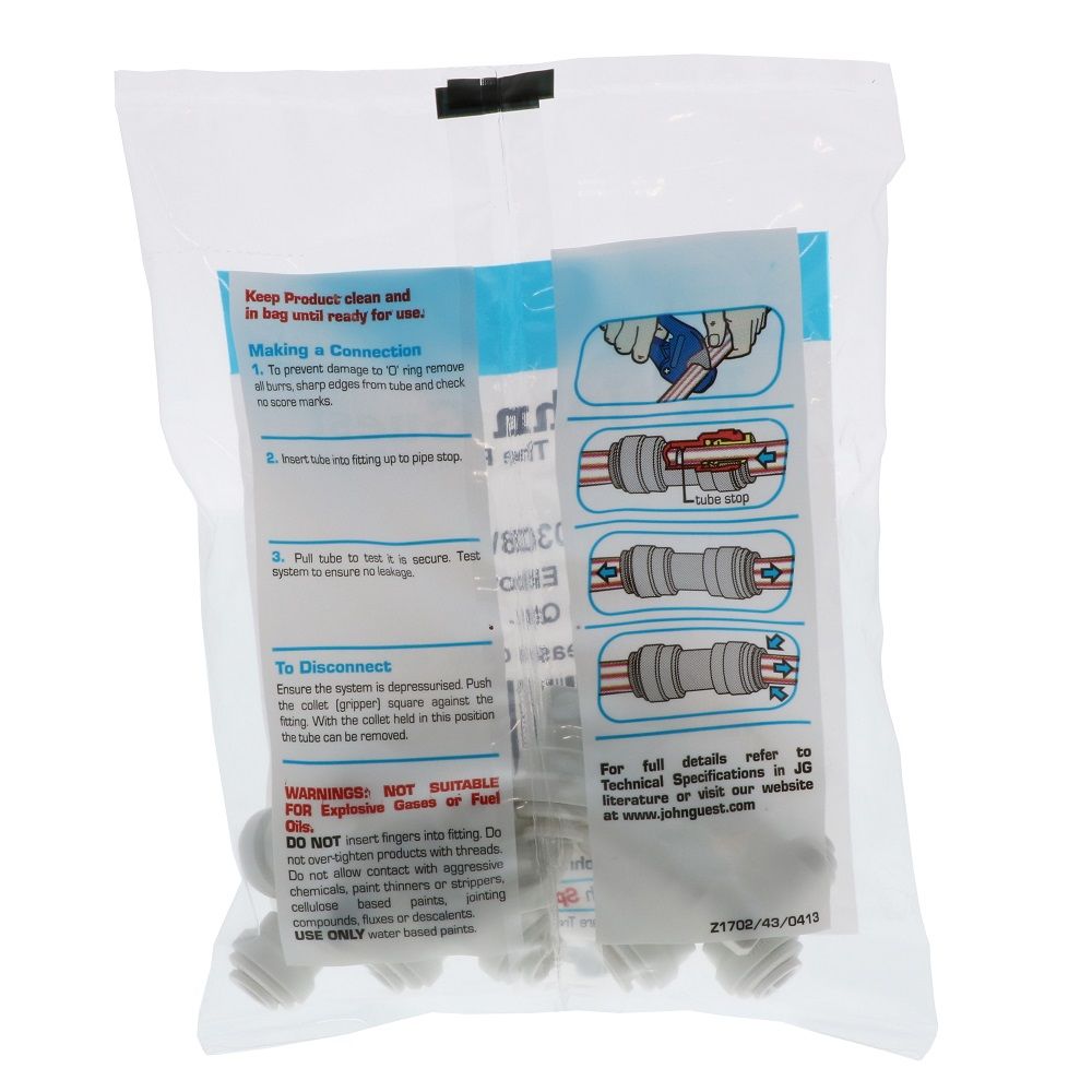 John Guest Union Elbow Polypro - 1/4