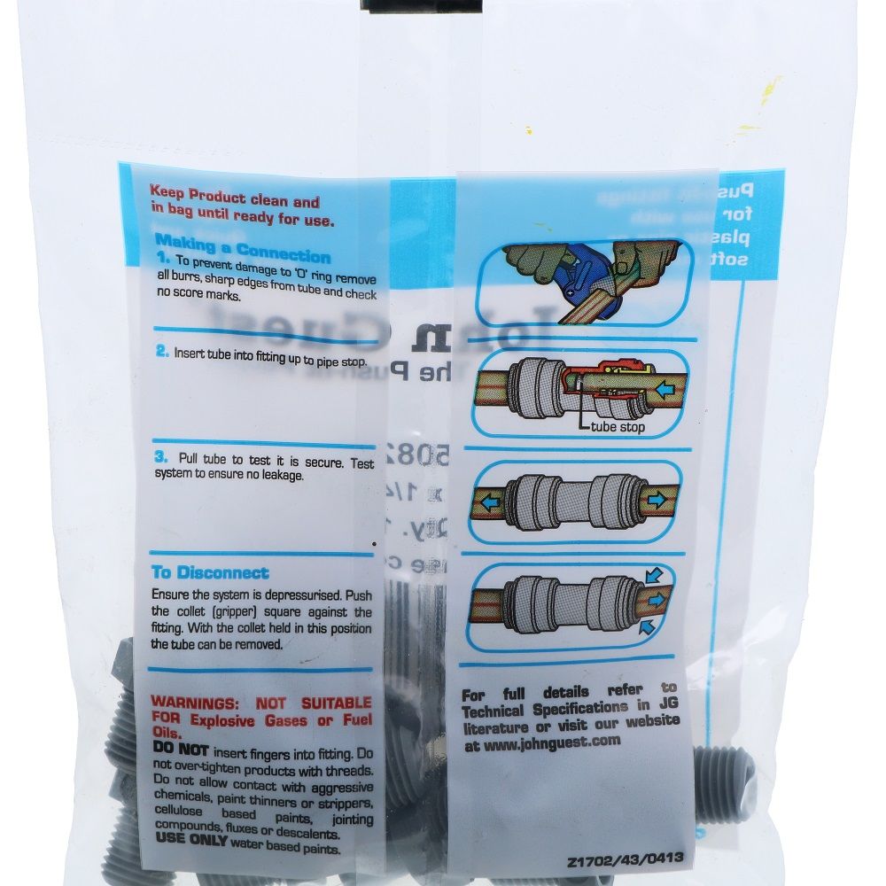 John Guest Stem Adapter NPTF - 5/16 x 1/4 NPTF