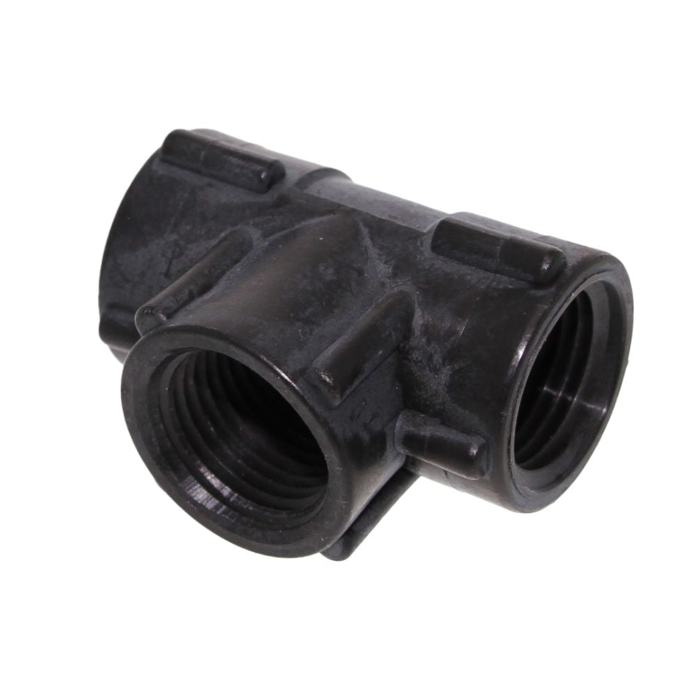 Tee Union Female - 1/2 FPT x 1/2 FPT x 1/2 FPT - Black Polypropylene