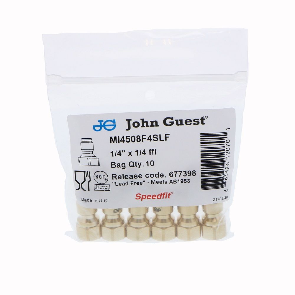 John Guest Lead Free Brass Flare Female Connector - 1/4 x 1/4 FFL
