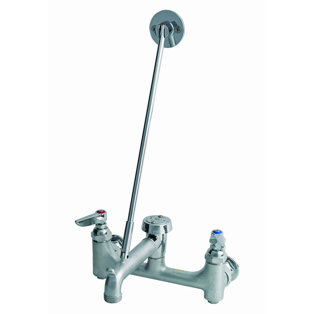 T&S Brass B-0665-CR-BSTR Wall Mount Rough Chrome Service Sink Faucet w/ Stops and Cerama Cartridges