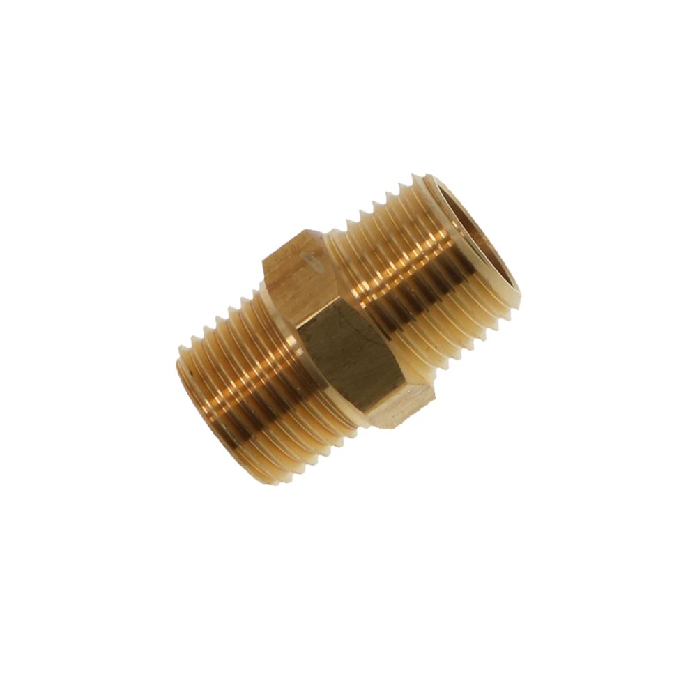 Lead-Free Brass Hex Nipple Threaded 1/2” MPT x ~ 1.49” L
